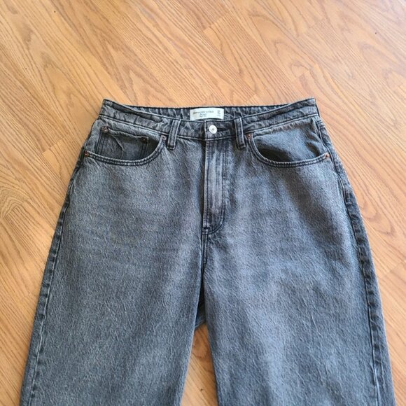 ABERCROMBIE & FITCH CURVE LOVE THE LOOSE HIGH RISE JEANS BAGGY RIGID DENIM sz 30 - Picture 3 of 7